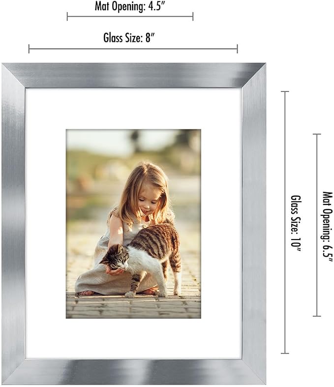 Americanflat 8x10 Picture Frame with Polished Crystal-Clear Glass - Use as 5x7 Frame with Mat or Display 8x10 Photo Without Mat - Signature Collection - Picture Frames for Tabletop and Wall - Silver | Wall or tabletop display with included easel, sawto...