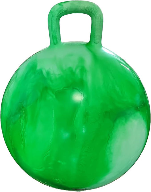 AppleRound Hippity Hoppity Hopball with Pump – Bouncy Exercise Ball with Handle for Teens & Adults, 28 Inch / 70 cm for Ages 13+, Cloud Colors (Green)