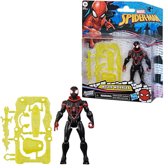SPIDER-MAN Marvel ActionVerse Miles Morales Action Figure & Accessories, 4.5-Inch (11.4 CM) Super Hero Toys & Figures for Kids, Ages 4+