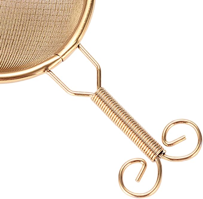 Generic Copper Tea Strainer Mesh Tea Filter Double-layer Tea Drain Household Tea Infuser for Hotel, C, 13.3cmx6cm