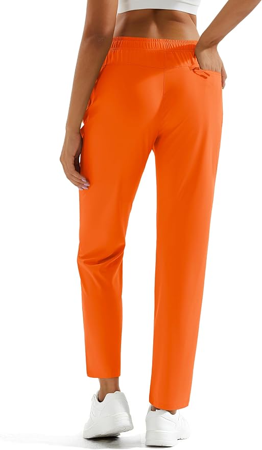 MAGCOMSEN Women's Hiking Pants Lightweight Quick Dry UPF 50 Water Resistant Elastic Waist Golf Travel Pants Zip Pockets