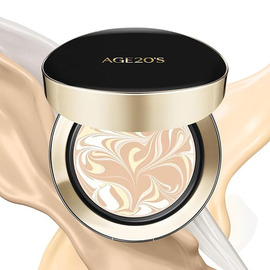 AGE20'S Signature Essence Pact SPF 50+ | Pack of 1 | 17N IVORY | Cream Foundation, Dewy Finish, Natural Coverage | Korean Cushion Foundation