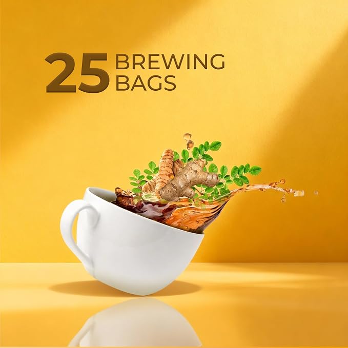 Life Plus Style Gourmet La Granja Turmeric Ginger Moringa Tea 25 Individually Wrapped Tea Bags Green Tea with Moringa Turmeric and Spearmint Ginger Herbal Blend for Women Men