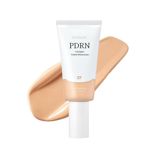 mixsoon PDRN Collagen Tinted Moisturizer - Skincare-Infused Base with Rice PDRN & Peptides, 24H Vibrant Glow & Luminous Hydration, 10 Shades 50ml / 1.69 fl.oz. Korean Glass Skin (No. 27 Unseen)