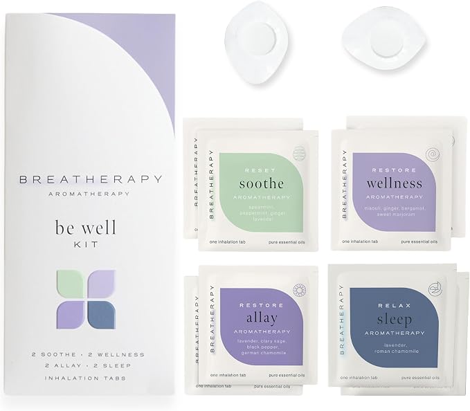 Be Well Kit | Pure Essential Oil Aromatherapy Inhalation Tabs | Wellness, Allay, Soothe and Sleep Patches | 8-Pack