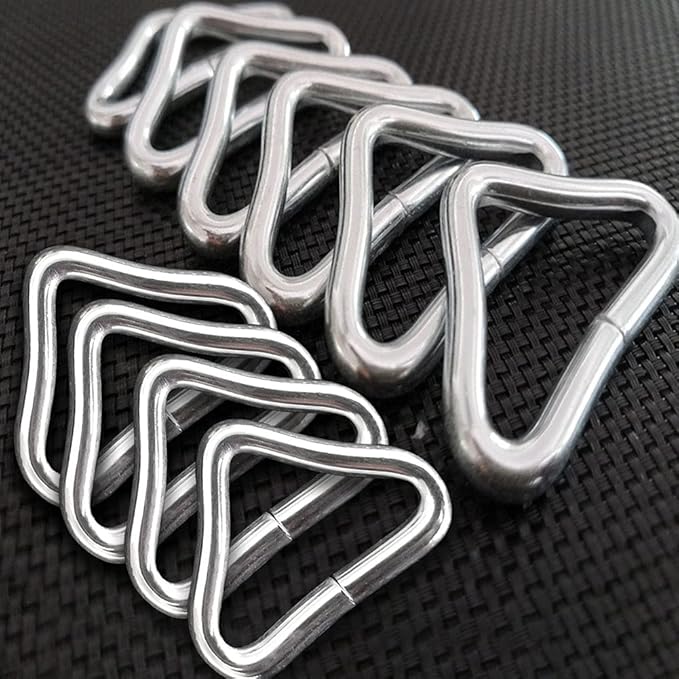 Tookie Trampoline Triangle Buckle, 10pcs High Strength Erosion Resistance Metal Triangle Ring Buckle V-Rings for Trampoline Replacement Repair