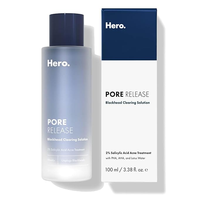 Hero Cosmetics Pore Release Blackhead Clearing Solution, 3.38 Fl Oz | Blackhead Remover Toner; Exfoliating 2% Salicylic Acid Toner Featuring AHA, BHA, and PHA; Acne Treatment