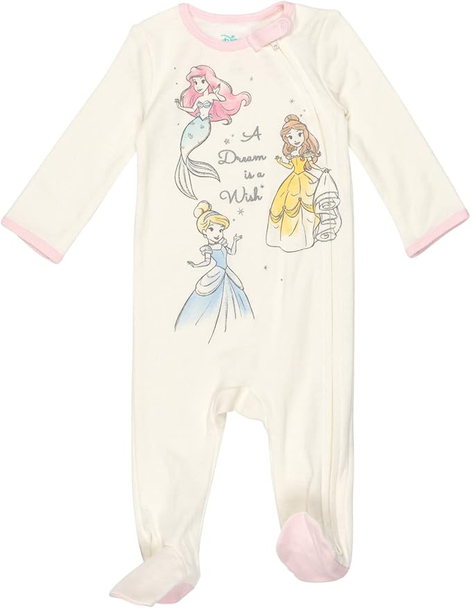 Disney Baby Girls 2 Pack Zip Up Sleep N' Plays Newborn to Infant Sizes (Newborn - 24 Months)