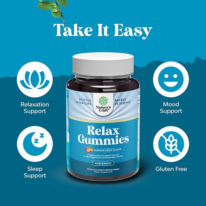 Pure Calm and Relaxing Magnesium Supplement - Magnesium for Stress Support & Rest Ease for Adults - High Absorption Mg Citrate Gummies with L Theanine & Ashwagandha for Muscle Cramps - 90 Count
