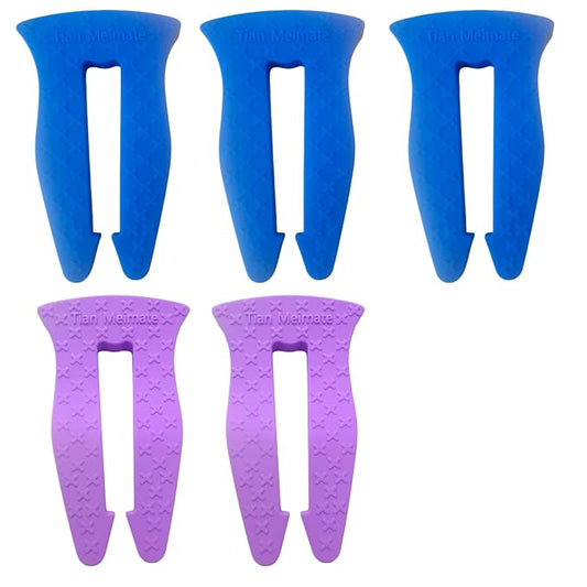 Universal Stove Knob Locks(2Pack Purple + 3Pack Blue) Child Proof Gas Stove Safety Lock with Key, Easy Install No Tools Needed, Heat Resistant Baby Proofing Essentials for Kitchen Cooktop