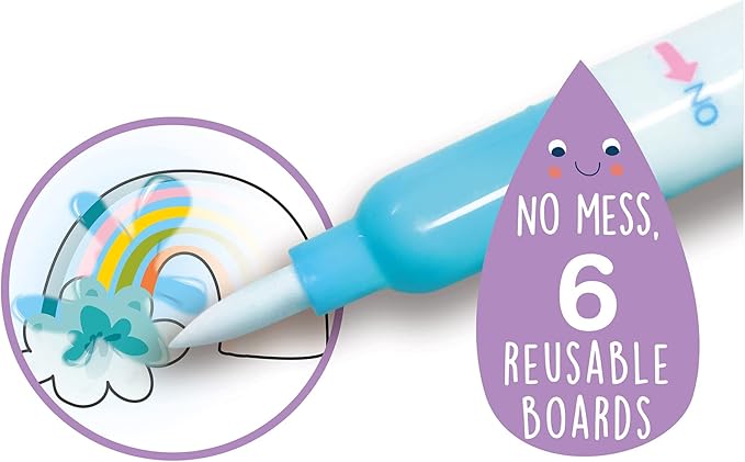 Reusable Water Coloring Book for Toddlers 3-5 Years, Road Trip & Airplane Mess-Free Portable Educational 4 in 1 Creative Set Water-Reveal Paint Activity Doodle Pad Kids Art Crafts