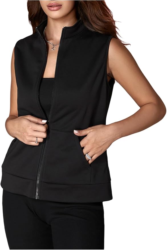 SOLY HUX Womens Zip Up Lightweight Vests Jackets Scrubs with Pockets | Casual, Sleeveless, Spring, Summer