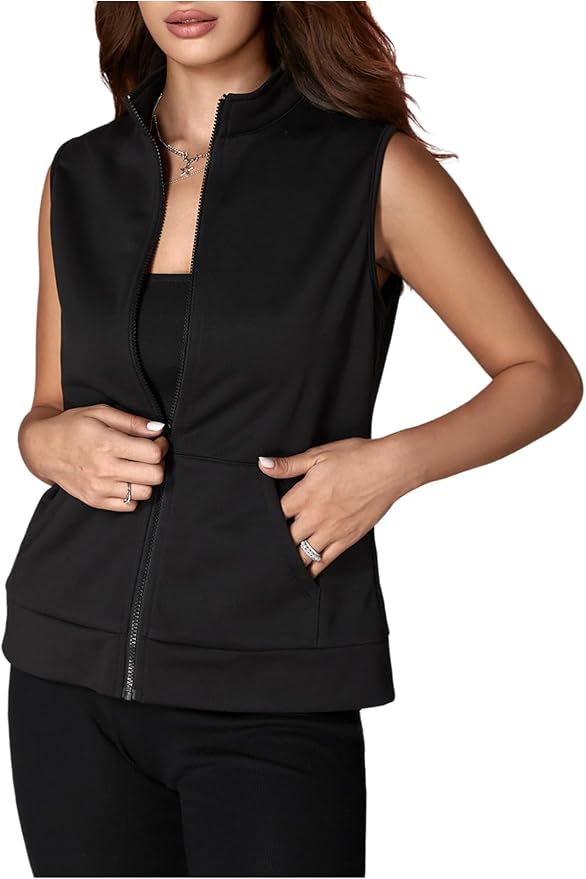 SOLY HUX Womens Zip Up Lightweight Vests Jackets Scrubs with Pockets | Casual, Sleeveless, Spring, Summer