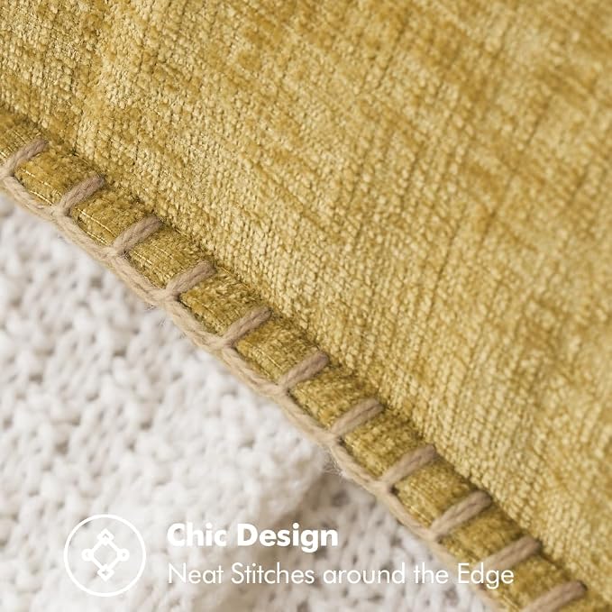 MIULEE Decorative Couch Throw Pillow Covers 18x18 Inch Mustard Yellow | Farmhouse Pillow Covers with Stitched Edge, Soft Chenille Cushion Cases, for Sofa Bed Living Room Home Decor