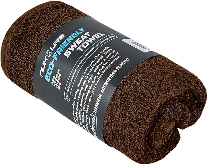 NUKURA 12” x 40” Gym Sweat Towel, 450 GSM, 100% Cotton, High Absorbency, Extra Soft & Quick Dry Workout, Yoga, Pickleball, Padel, Fitness Towel – Chocolate Brown