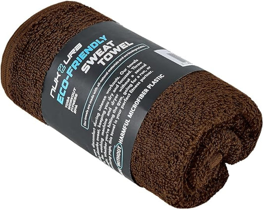NUKURA 12” x 40” Gym Sweat Towel, 450 GSM, 100% Cotton, High Absorbency, Extra Soft & Quick Dry Workout, Yoga, Pickleball, Padel, Fitness Towel – Chocolate Brown