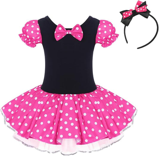 IBTOM CASTLE Toddler Girl Polka Dots Party Fancy Costume Tutu Dress up Dance Leotard Gymnastic Cosplay Cartoon Ear Headband