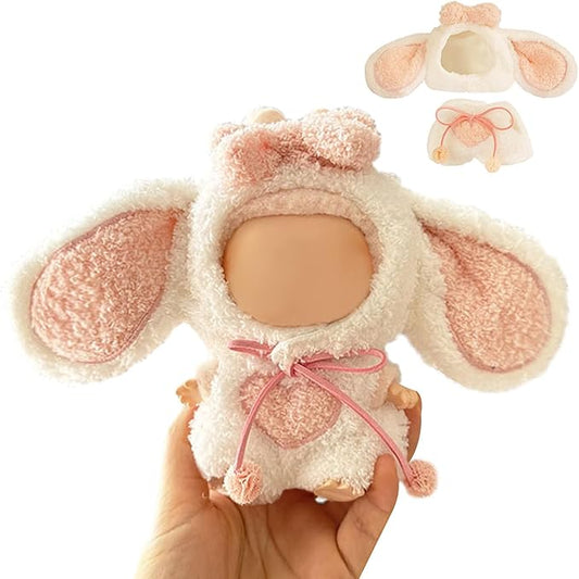 17cm Doll Clothes for Labubu - Plush Clothes for Dolls Outfit - Accessories for 17cm Dolls Clothes -Cute Big Eared Bunny Costume, No Doll Included
