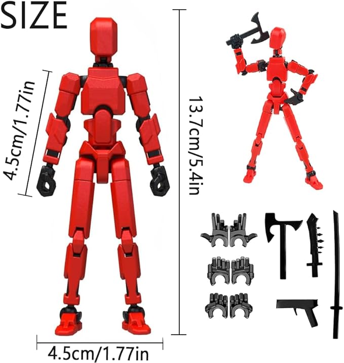 Assembly Completed-Titan 13 Action Figures, Upgrade Titan 13 Action Figure, Dummy Robot 13 Action Figure Set,3D Robot Action Figures for Children's Day Birthday Gifts (Assembly Completed-Red)