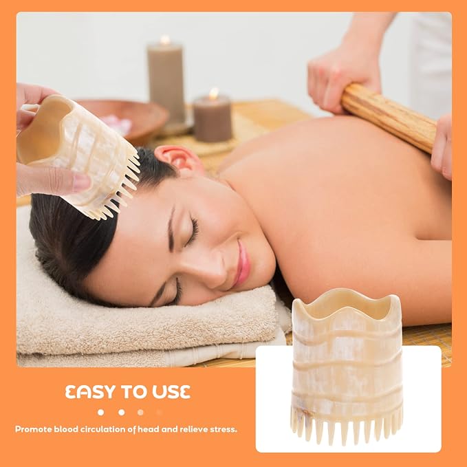 Dandruff Comb Scalp Massager Tool, Natural Bull Horn Scalp Massage Comb Hair Growth, Head Massager Stimulator Exfoliator Shampoo Brush for Women Hair Care（Random Styles）