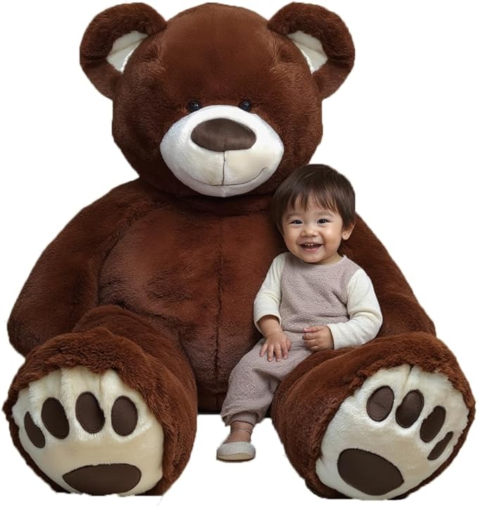 Anico 59" Tall (5 Foot) Giant Plush Bear, Stuffed Animal, Dark Brown Teddy Bear with Smiling Face. Premium Stuffed Toy Teddy Bear, Perfect for Girlfriend, Kids, Valentine's Day, Christmas!