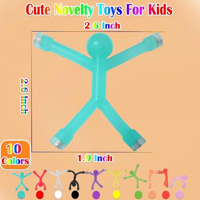 mom&myaboyMini Man Magnetic Toy for Kids Travel Toys Fridge Magnets Toy for 3-15 Year Old Anxiety Relief Toys for All Age 10 Pcs Rubber Magnet Men Educational Fidget Toys (Solid Colors)