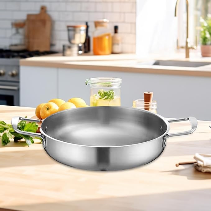Korean Ramen Cooking Pot with Handles for Instant Noodle Soup and Camping, 24 cm Silver