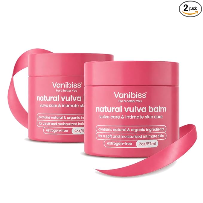 Vanibiss Natural Vulva Balm, Vulvar Moisturizer for Dryness, 2 oz, 2 Pack | Estrogen-free vaginal moisturizer and pH balanced menopause cream for dryness, itching & irritation