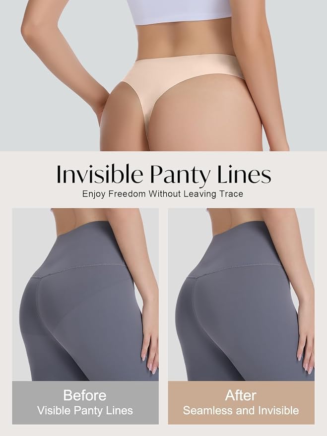 Seamless Camel Toe Thongs for Women Invisible Cameltoe Thong Panty Liners No Show Workout G-Strings Underwear