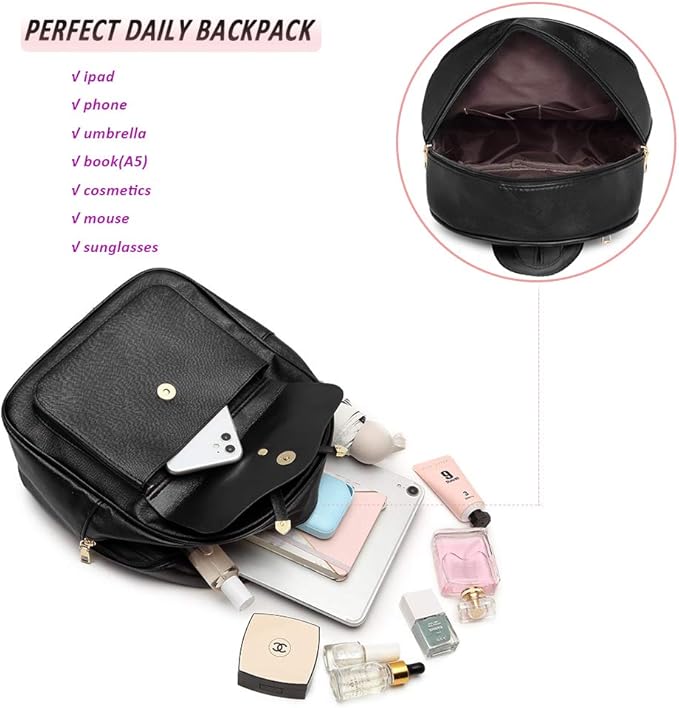 MACCINELO Cute Leather Mini Backpack Purse for Women Bowknot Small Backpack for Girls gift Rucksack Ladies Shoulder Bag 3pcs