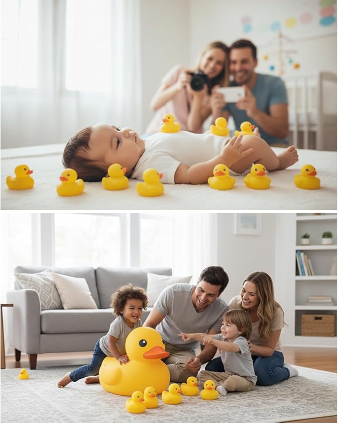 5 Inch 10 Pcs Kalafona Rubber Bathtub Duck/Duckie Waterproof No 'Bebe' No Hole Funny Bath Swimming Pool Toy Without Hole for Kids Birthday Party Favor Home Decor