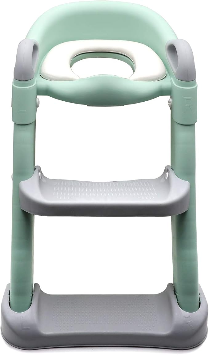 SMT- Classic Potty Training Toilet Ladder Seat With Upgraded Cushion Step Stool Ladder Toilet Chair/Toilet Trainer for Baby Toddler Kids Children In Green [P/N: ET-BABY002-GREEN-C]