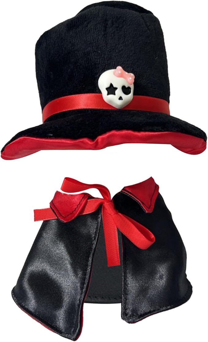 Clothes Set, Compatible with La Boo-Boo Dolls(15cm & 17cm Monster Keychain, Macaron/Have a seat/Energy). Clothing Accessories for 6.7" Blind Box.(Red Halloween Cloak)
