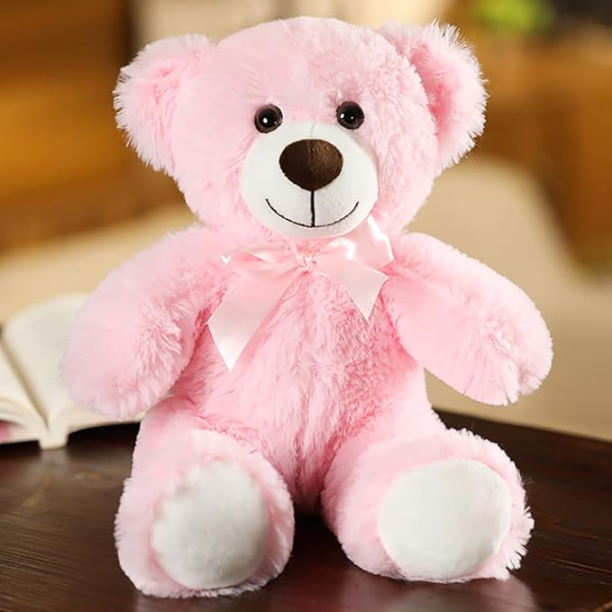 Teddy Bear Stuffed Animal, 12inch Teddy Bear Plush Toy, Birthday Valentine's Day Xmas Gifts for Kids Boys Girls Friends (B-Pink)