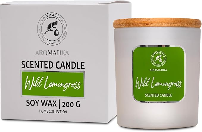 Soywax Lemongrass Candle - Aromatherapy - Up to 45 Hours Burn Time - Glass Candle Gift