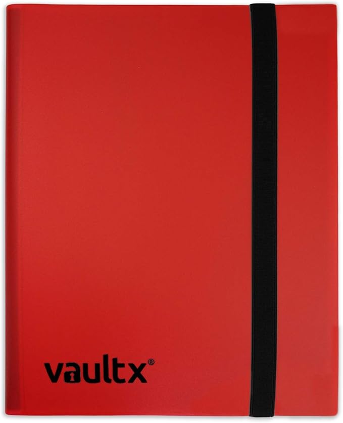 Vault X 4 Pocket Standard Strap Binder, Holds 160 Trading Cards in 20 Side-Loading Pages (Red)