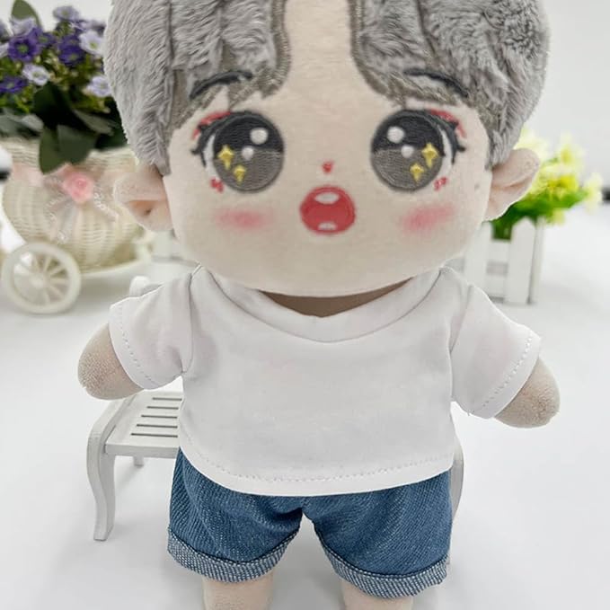 niannyyhouse 10cm 15cm 20cm Plush Doll Clothes Solid Pants Flip Over Jeans Soft Stuffed Plush Toy Dress Up Accessories (b1, 20cm)