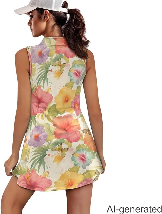 Golf Dress Tennis Dresses for Women with Built in Shorts and Pockets Sleeveless Athletic Dress Workout Dress
