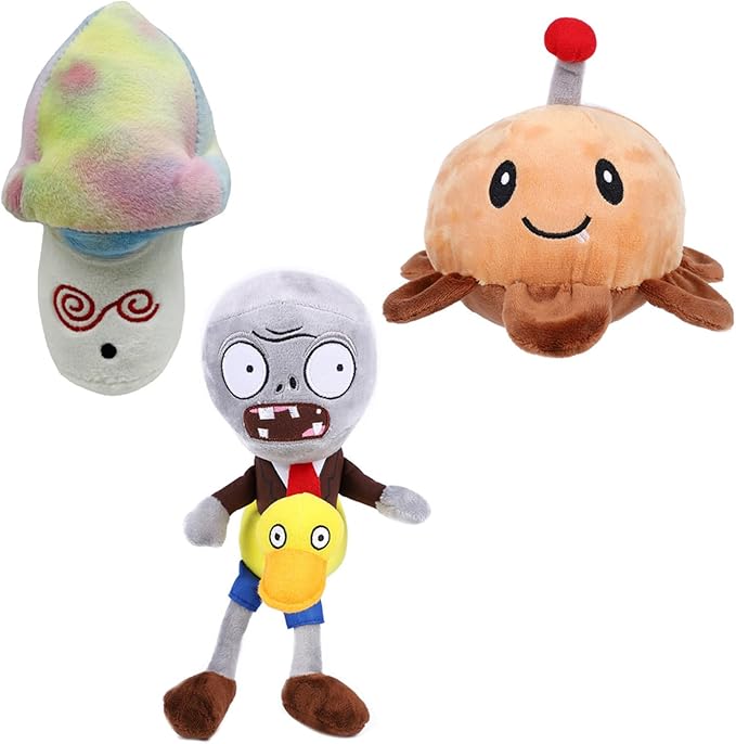 JHESAO 3 PCS Plants and Zombies Plush Duck Zombies Toys Potato Mine PVZ Plushies1 2 Stuffed Soft Doll Colorful Mushroom Plush Toy New