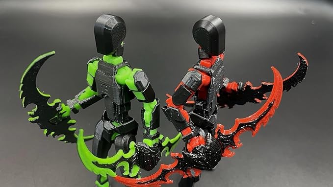 T13 New Action Figure Set (Assembly Completed), 3D Printed Multi-Jointed Movable Titan 13 Dummy Lucky 13 Mobile Robot, Nova 13 Action Figures Desktop Decorations for Game Lovers Toy (Black Red Green）