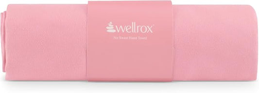 Wellrox Microfiber Yoga Hand Towel – Super Soft, Quick-Dry, Non Slip Yoga Towel for Hot Pilates, Gym & Workouts (26.5" x 16", Pink)