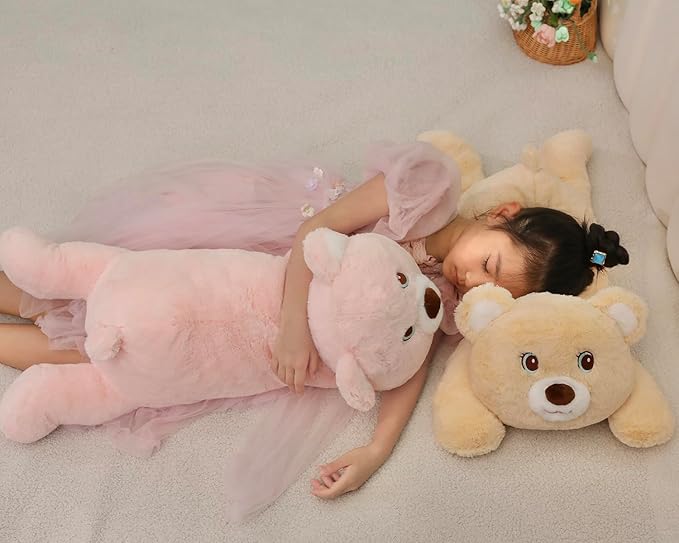 XMV 26 inch 5 lbs Bear Weighted Stuffed Animals, Large Weighted Plush Animal, Cute Plush Toy Pillow, Soft Bear Plushie Gifts for Adults, Kids, Boys and Girls(Light Brown)