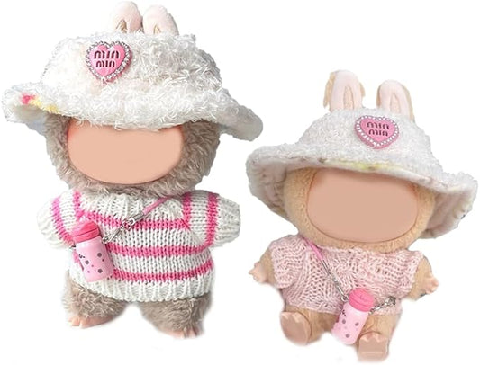 2 Sets for Labubu Clothes/for Labubu Outfits,Clothes Set for 17cm Lububu Doll,Clothing for LA BUBU, Stylish Adorable Accessories (No Doll) (No doll-YZZS12-2 Sets)