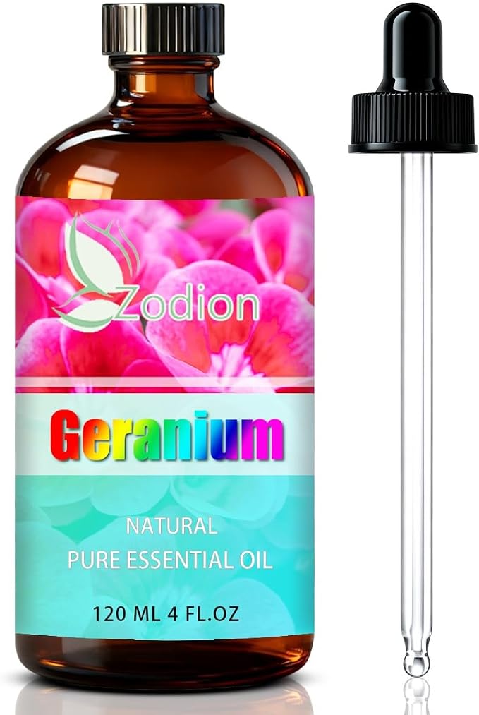 Geranium Essential Oil - Geranium Oil for Diffuser, 4 Fl Oz(120ml) | Candle Making, Soap Making, aroma, Strong Scent, Pure, Natural, Home Fragrance, Massage