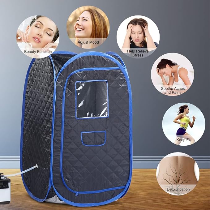 Smartmak Portable Sauna Tent, Foldable One Person Full Body Spa for Detox Therapy Without Steamer - Black