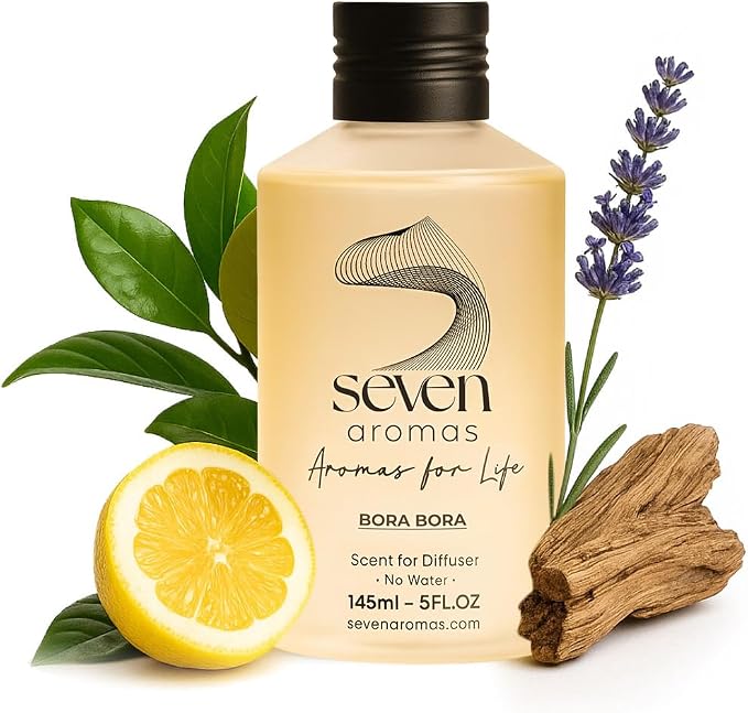 SevenAromas Bora Bora | 145ml 5oz Hotel Scent Diffuser Oil | Aquatic | Ginger, Lavender & Cedar Amber | Luxury Home Aromatherapy