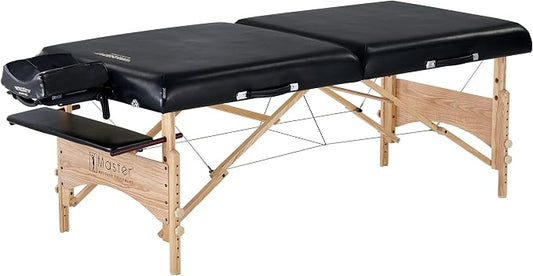 Master Massage Gibraltar 32" Width Olympic LX Portable Massage Table, Black- Extra Wide for Larger Clients, Supports Weight Up to 800lbs.- Tattoo Spa Salon Facial Beauty Bed, Lash Tables