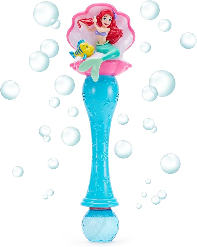 Disney Store Official The Little Mermaid Ariel & Flounder Light & Sound Bubble Wand - Interactive LED Toy, Perfect for Kids & Fans - Ideal for Outdoor Play & Parties, Durable and Safe