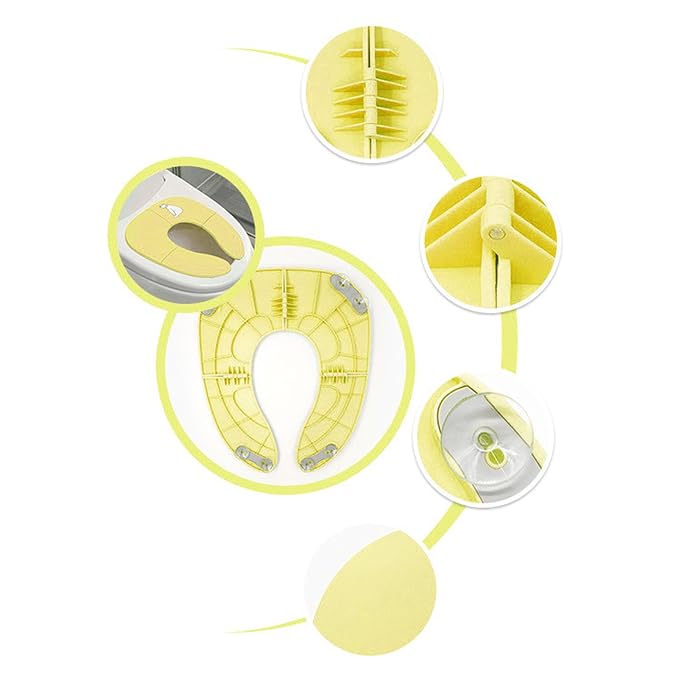 Foldable Travel Potty Seat for Toddler Portable Slip Suction Cup Toilet Training Baby Folding Potty Seat (Yellow)