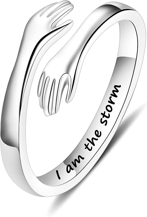 Yesteel Valentines Gifts for Kids Teen Girls - S925 Sterling Silver Hug Ring for Teen Girls Women, Adjustable Ring Jewelry Mothers Day Birthday Gifts for Daughters Mom Sister Wife Friends Grandma